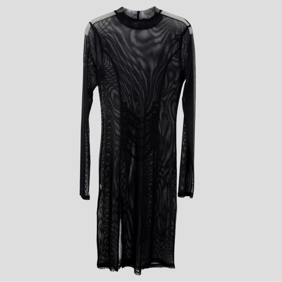 Y2K Black Sheer Mesh Corset Dress Velvet Trim Lace Up Front Fairygrunge Goth S - Picture 8 of 9